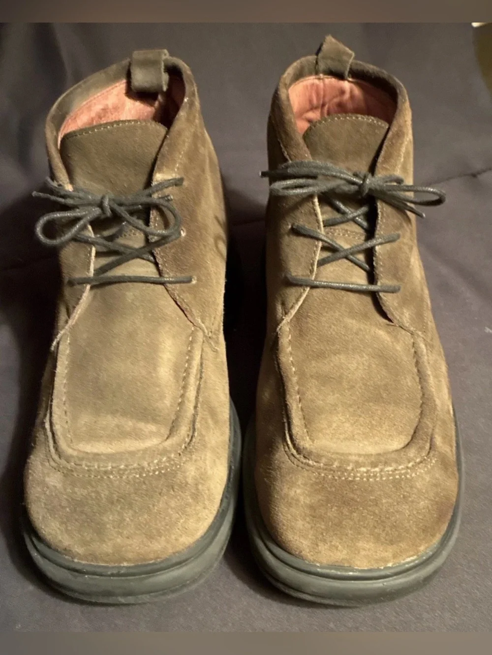 VTG 90s Shellys London Suede Boots Square Toe Made in EEC Chunky Grunge Chukka